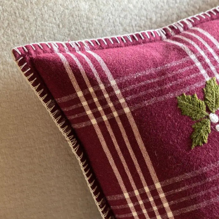 Heritage Joy To The World Cushion - Merlot