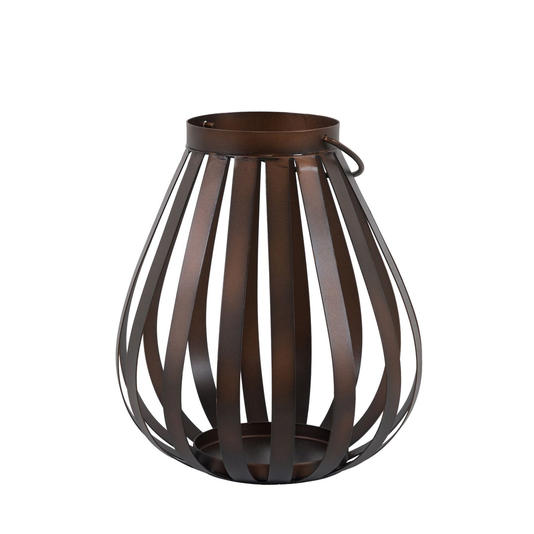 Metal Bulb Lantern - Brown Small