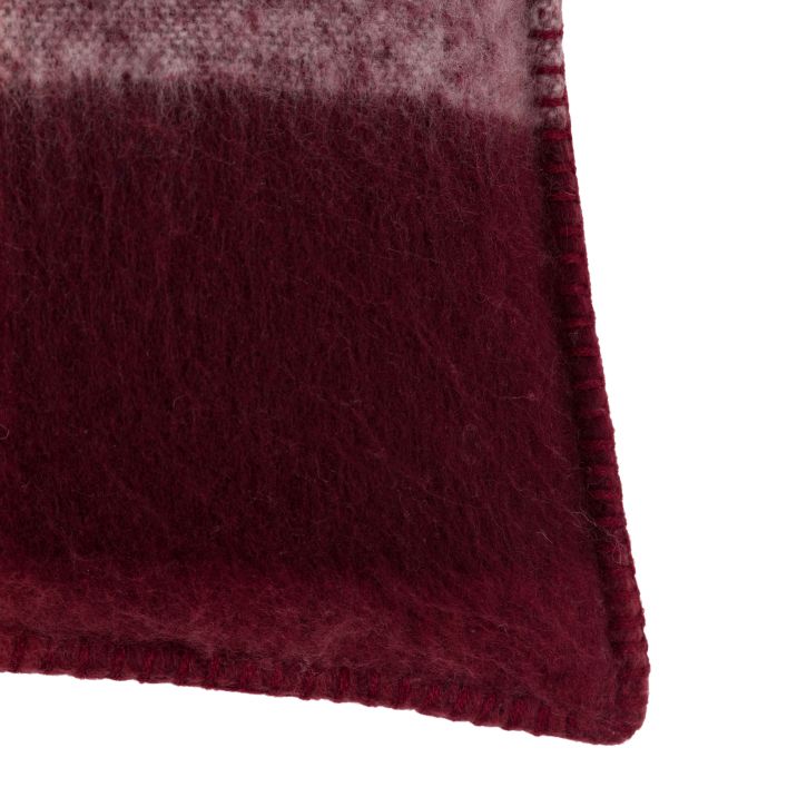 Check Faux Mohair Cushion - Merlot