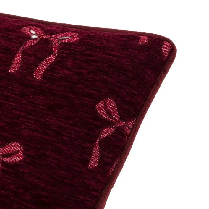 Heritage Bow Chenille Cushion - Merlot