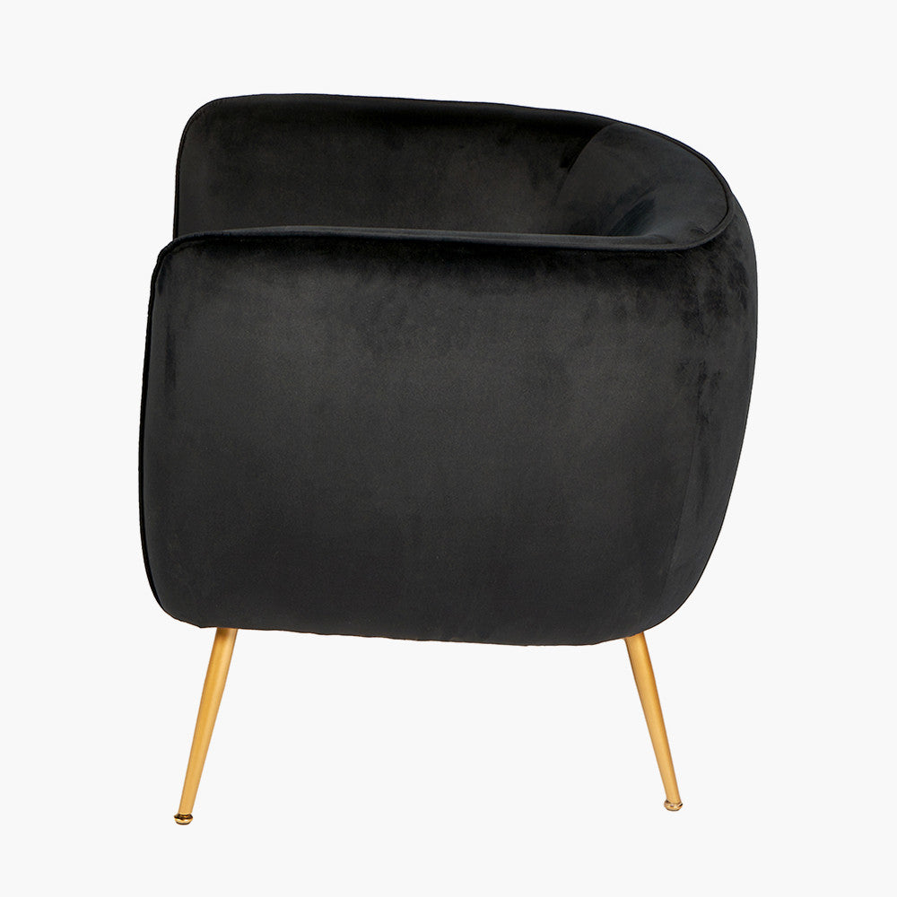 Lucca Black Velvet Chair with Gold Legs