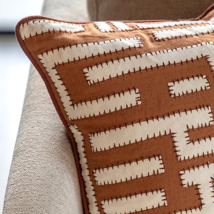 Oskar Applique Cushion - Apricot
