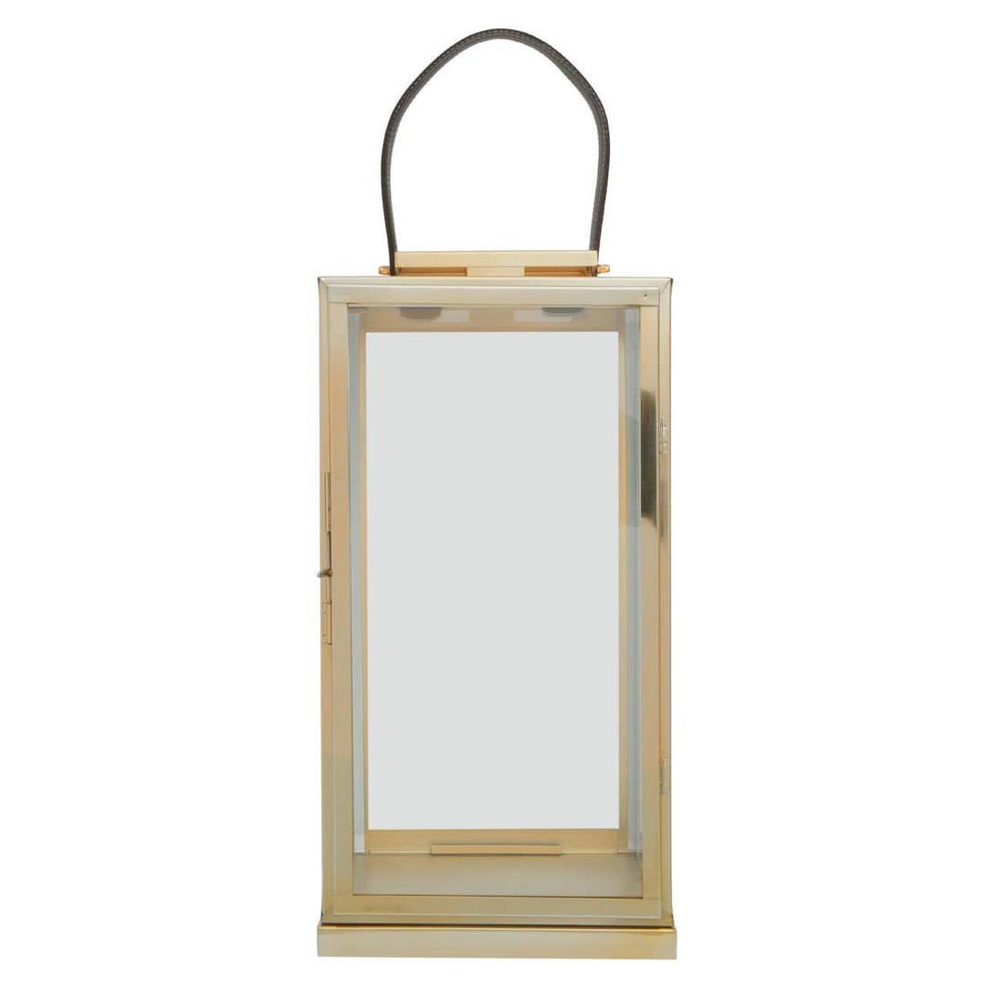 Herber Gold Finish Lantern with Leather Handle - Large