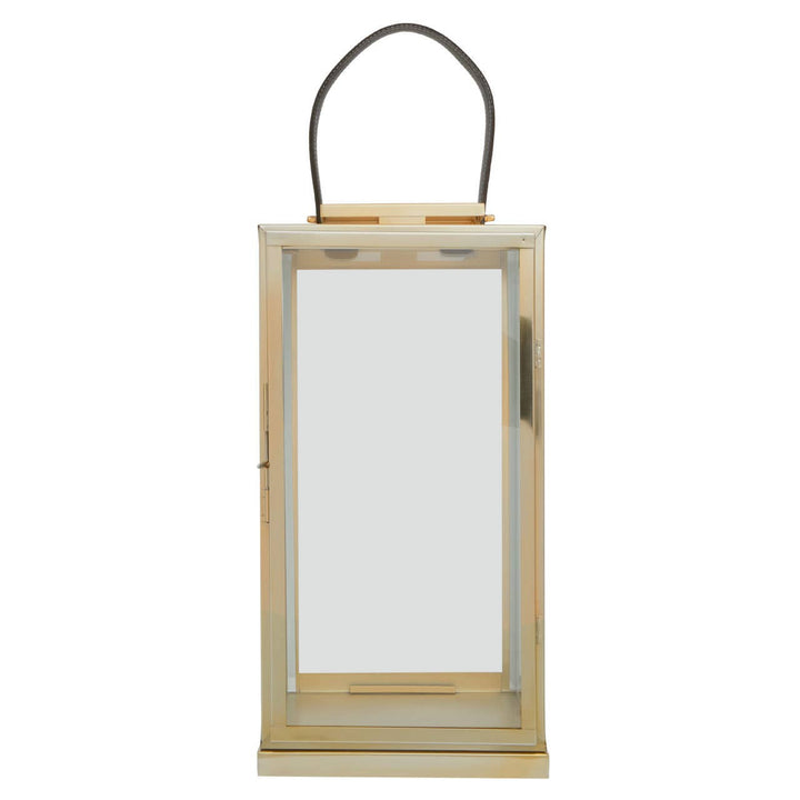 Herber Gold Finish Lantern with Leather Handle - Large