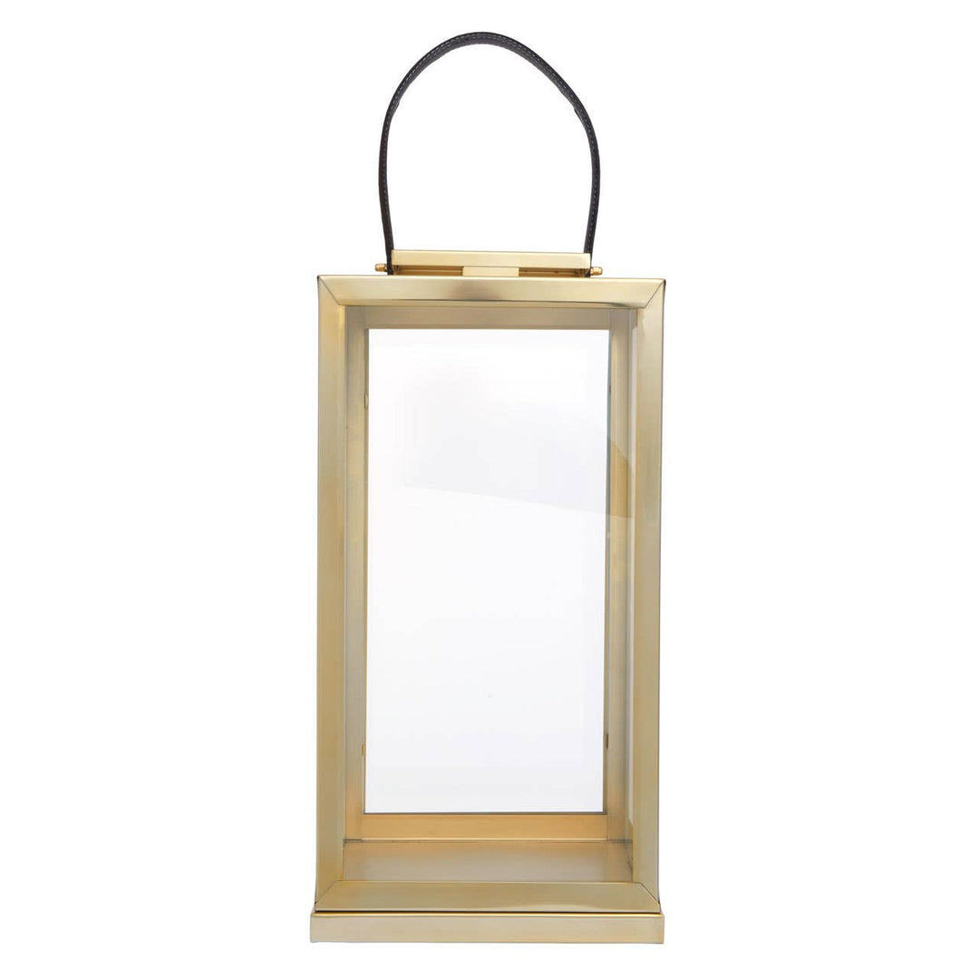 Herber Gold Finish Lantern with Leather Handle - Large