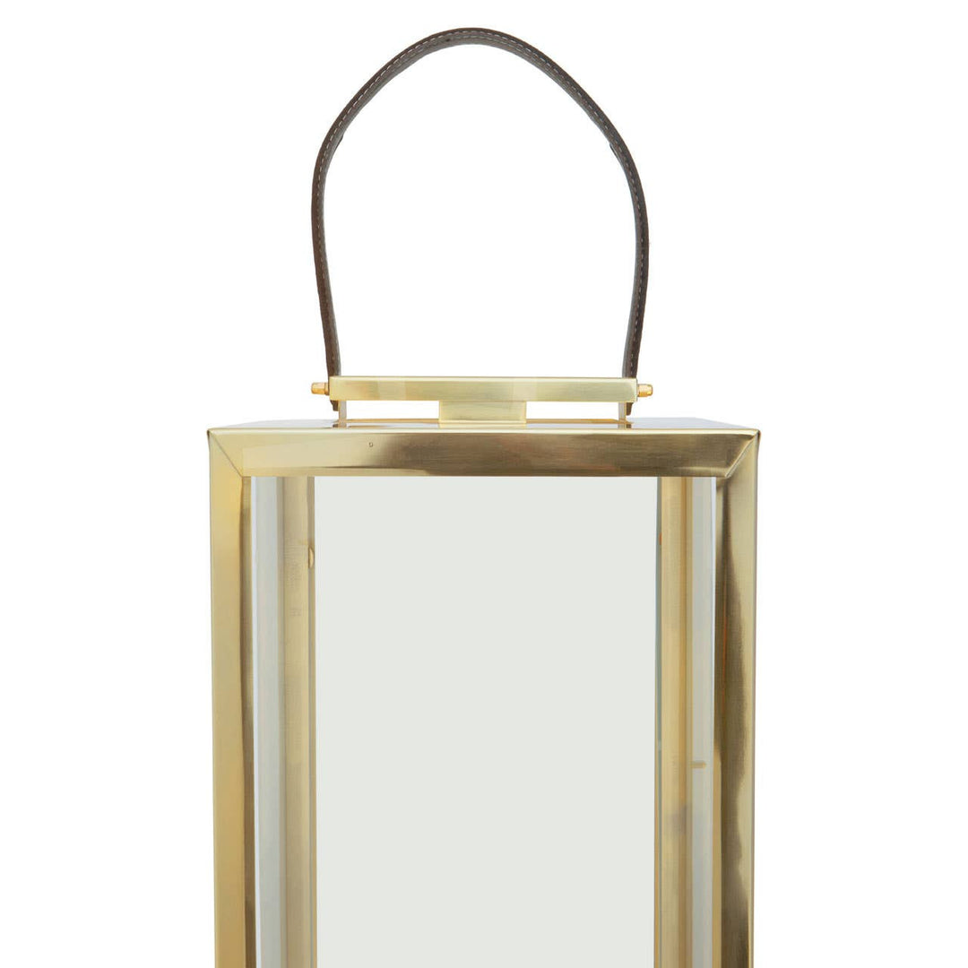 Herber Gold Finish Lantern with Leather Handle - Large