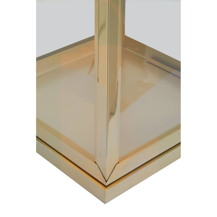 Herber Gold Finish Lantern with Leather Handle - Large