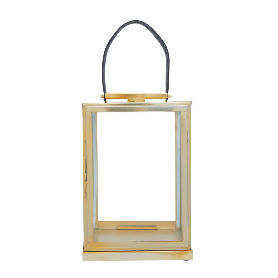 Herber Gold Finish Lantern with Leather Handle - Small
