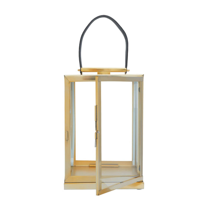 Herber Gold Finish Lantern with Leather Handle - Small