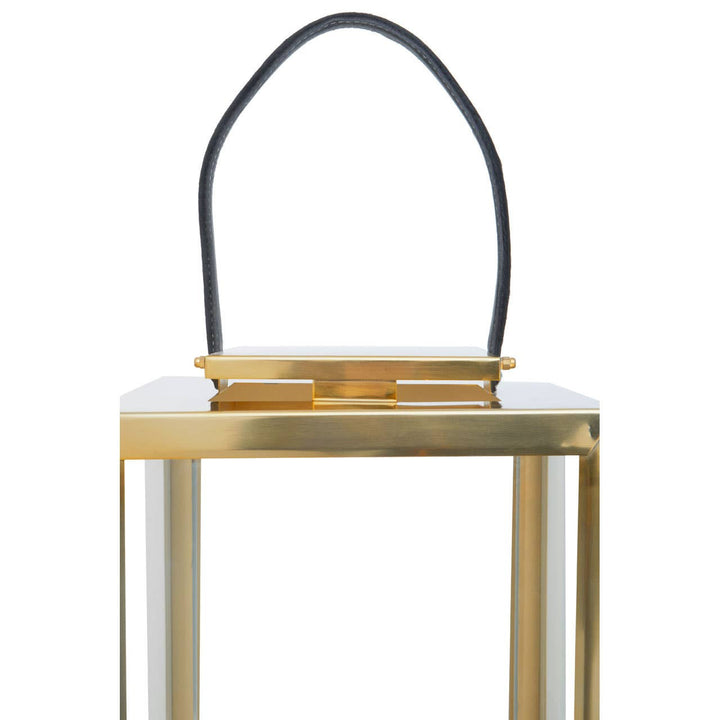 Herber Gold Finish Lantern with Leather Handle - Small
