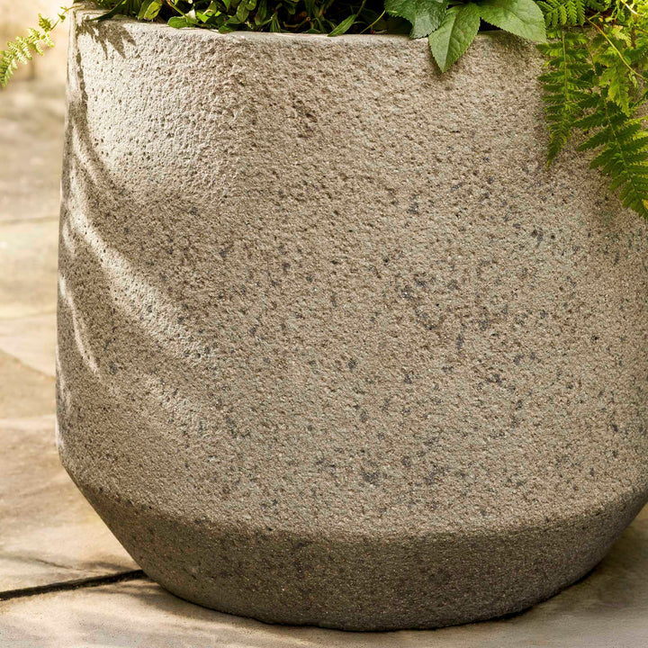 Ledbury grey ficonstone planter by Garden Trading, textured surface close-up