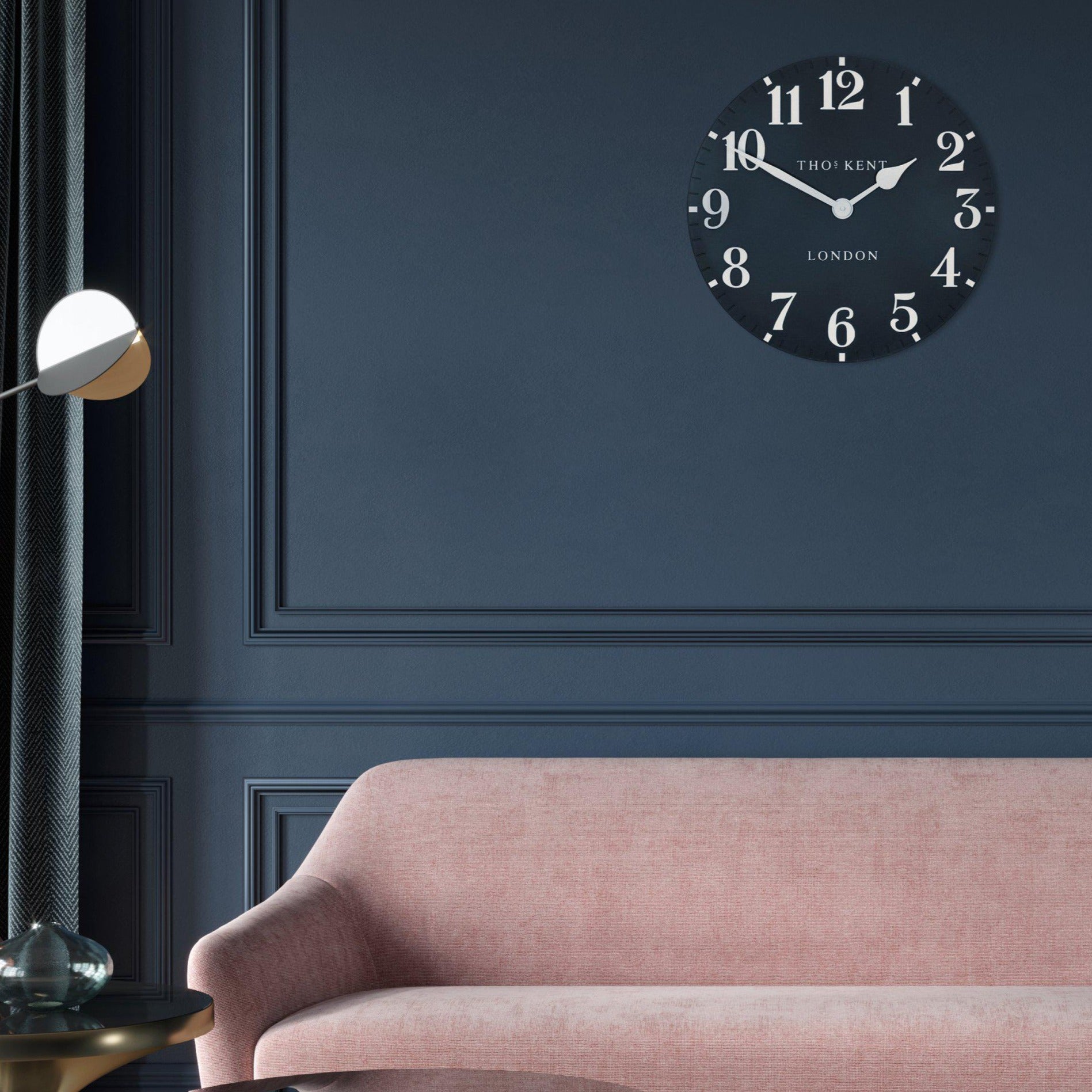 Arabic Wall Clock Flax Blue 12in