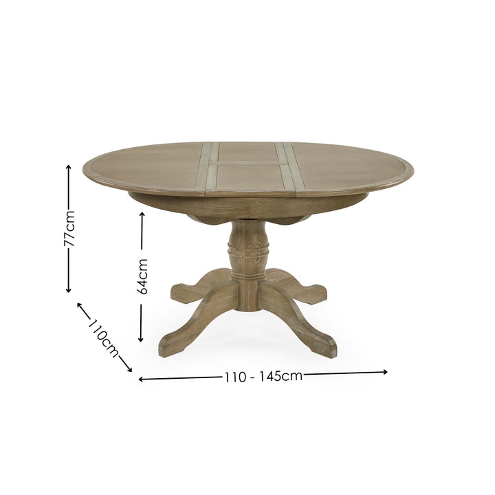 Camille Round Extending Dining Table - Limed Oak