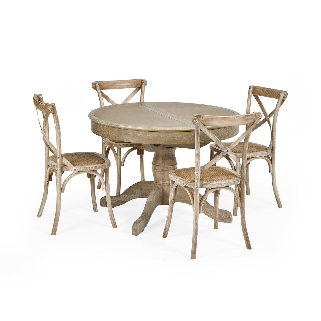 Camille Round Extending Dining Table - Limed Oak