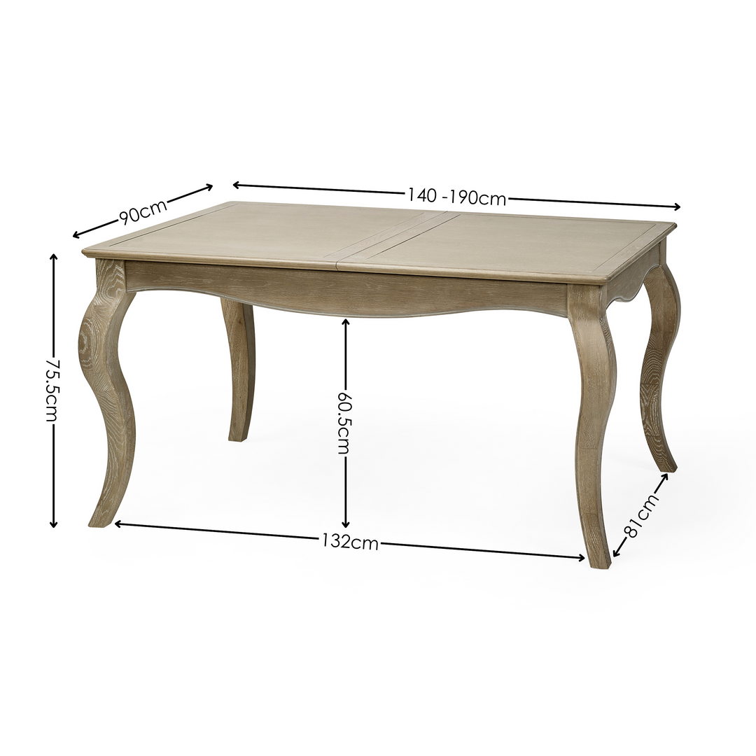 Camille Rectangular Extending Dining Table - Limed Oak