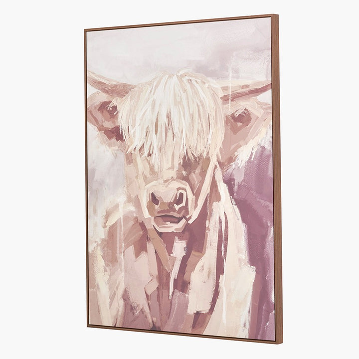 Highland Cow Framed Canvas - Mulberry