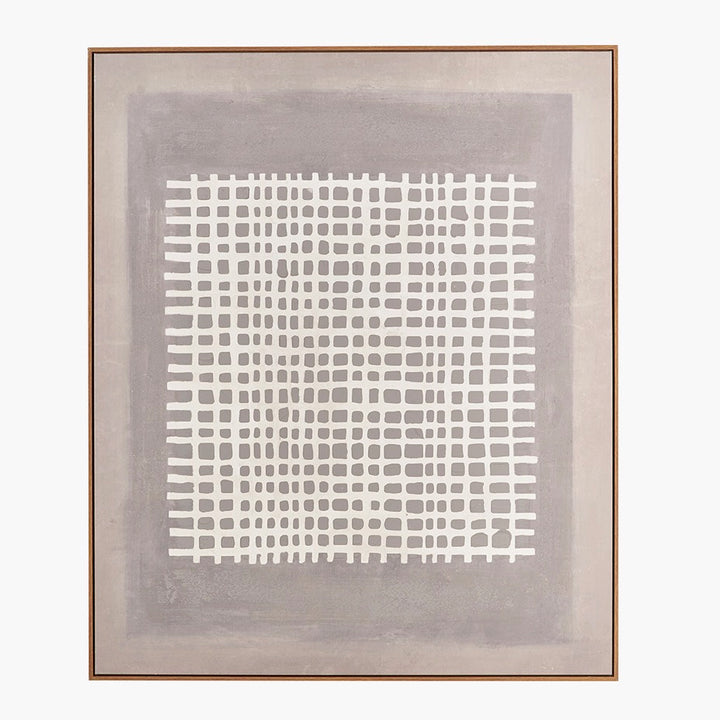Natural Grid Design Framed Canvas