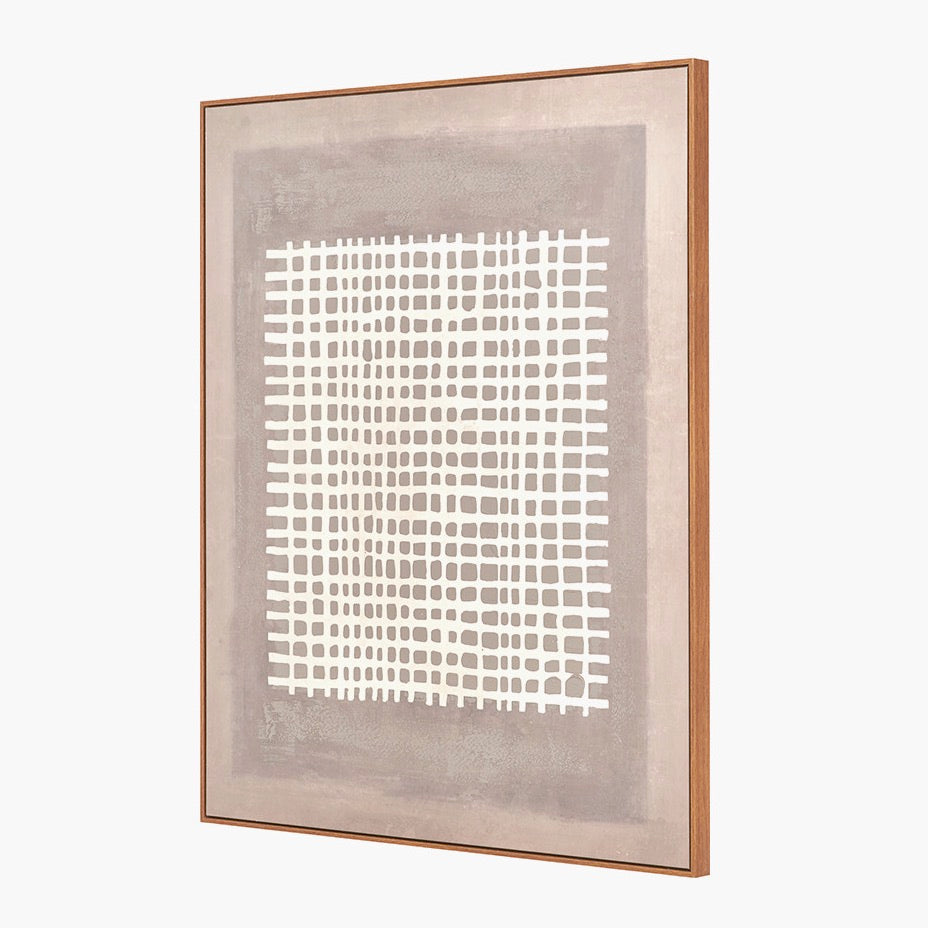 Natural Grid Design Framed Canvas