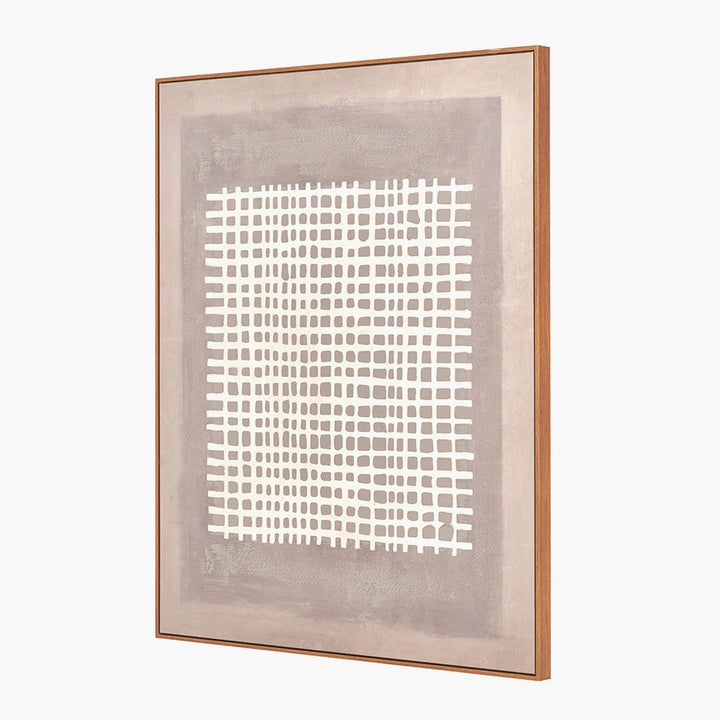 Natural Grid Design Framed Canvas