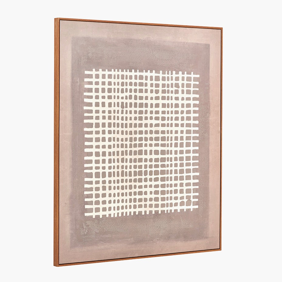 Natural Grid Design Framed Canvas