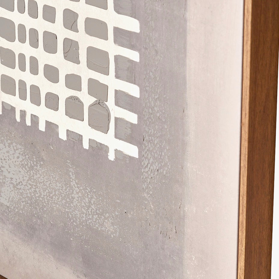 Natural Grid Design Framed Canvas