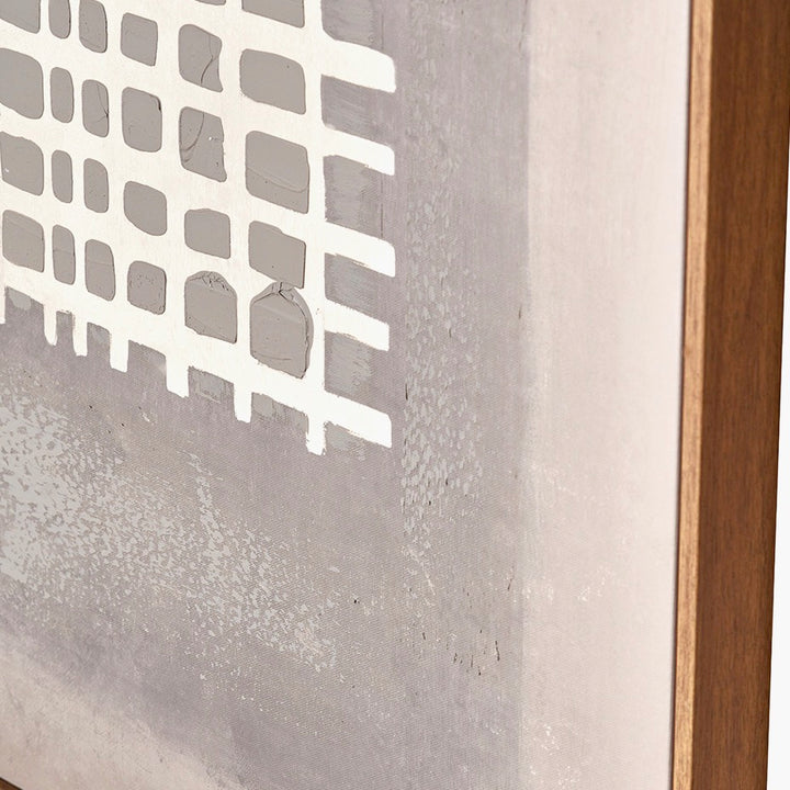 Natural Grid Design Framed Canvas