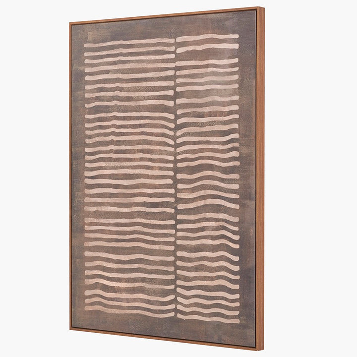 Natural Linear Design Framed Canvas - Brown