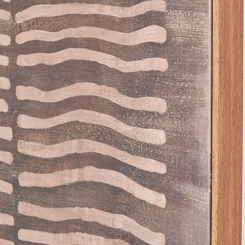 Natural Linear Design Framed Canvas - Brown