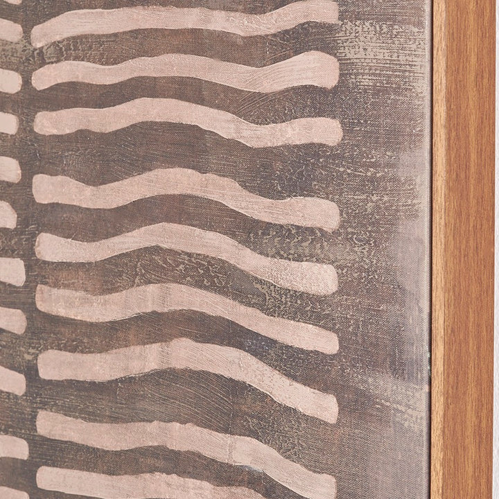 Natural Linear Design Framed Canvas - Brown