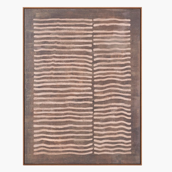 Natural Linear Design Framed Canvas - Brown