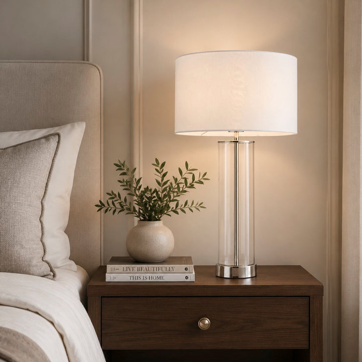 Lessina Bright Nickel and Clear Table Lamp