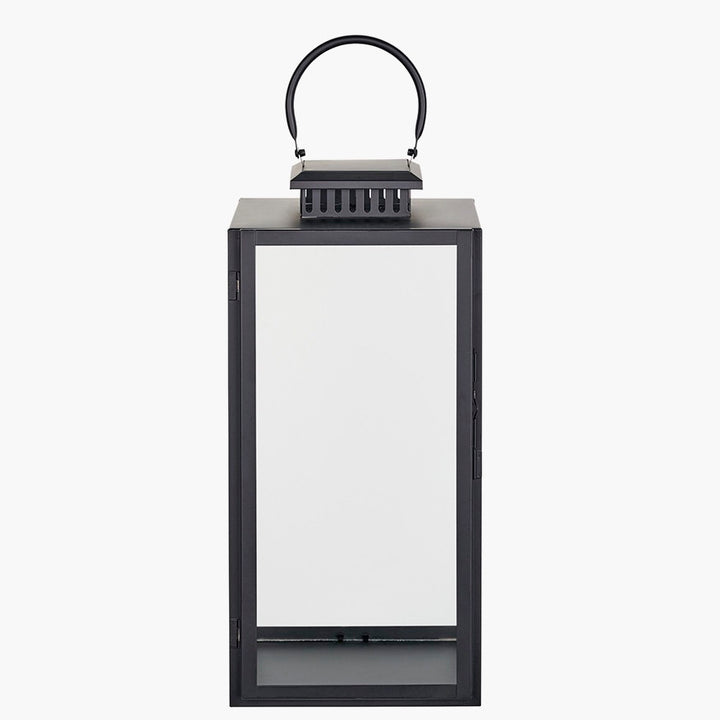 Black Stainless Steel Rectangular Glass Lantern - Large