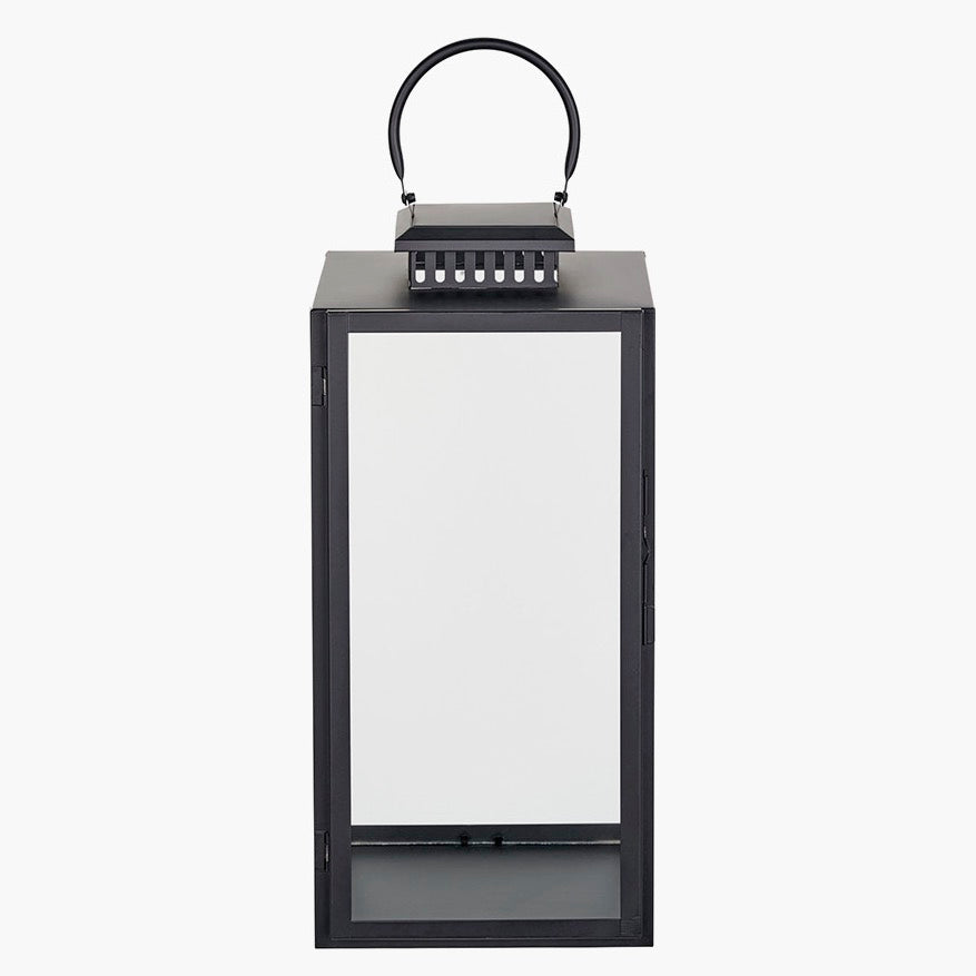 Black Stainless Steel Rectangular Glass Lantern - Large