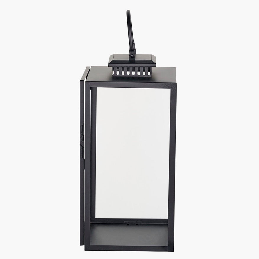 Black Stainless Steel Rectangular Glass Lantern - Large