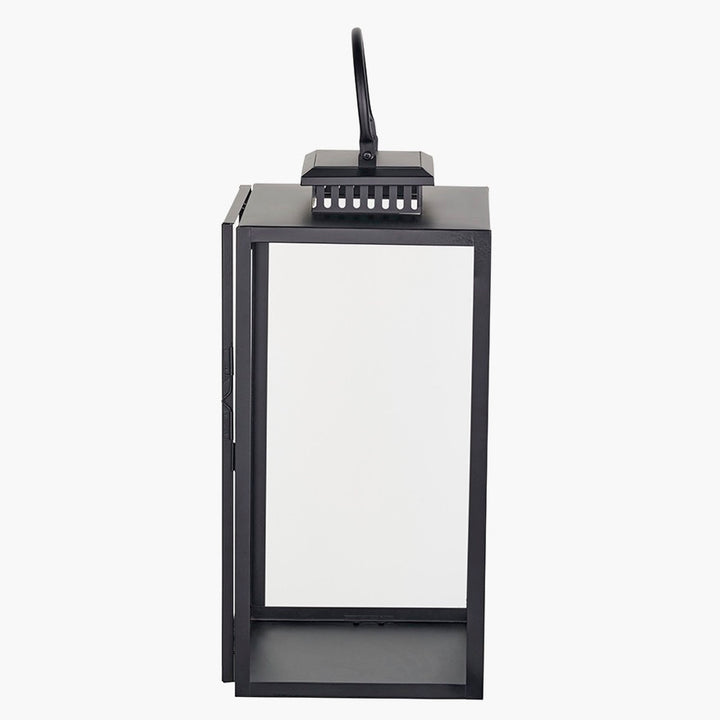 Black Stainless Steel Rectangular Glass Lantern - Large