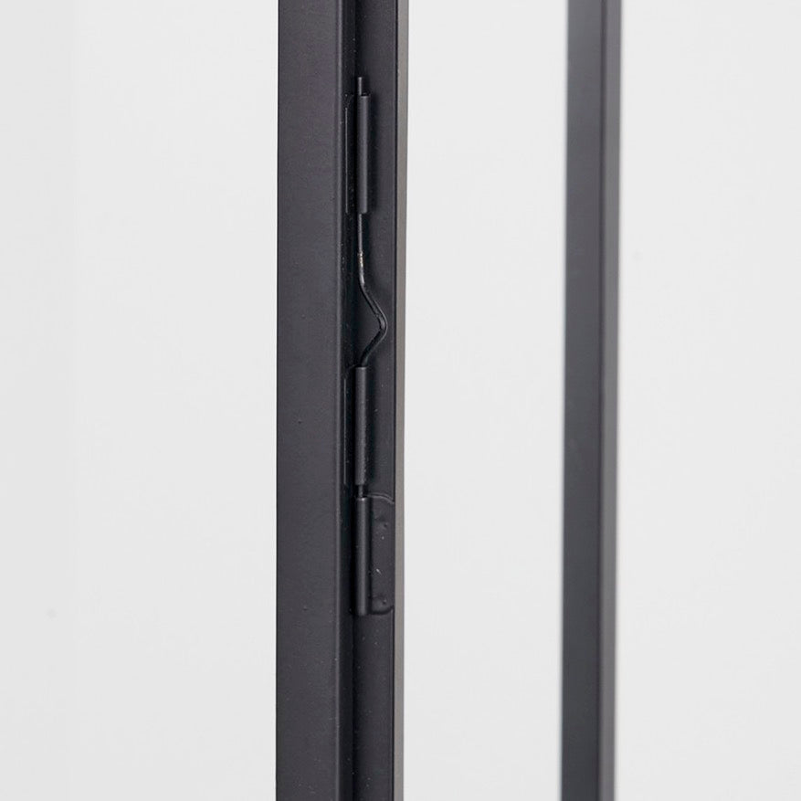 Black Stainless Steel Rectangular Glass Lantern - Large