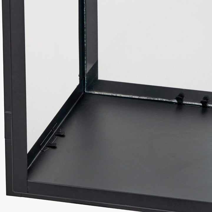 Black Stainless Steel Rectangular Glass Lantern - Large