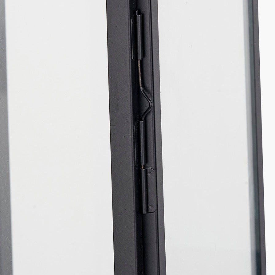 Black Stainless Steel Rectangular Glass Lantern - Medium