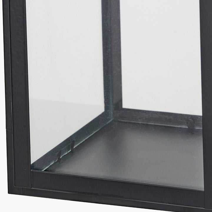 Black Stainless Steel Rectangular Glass Lantern - Medium