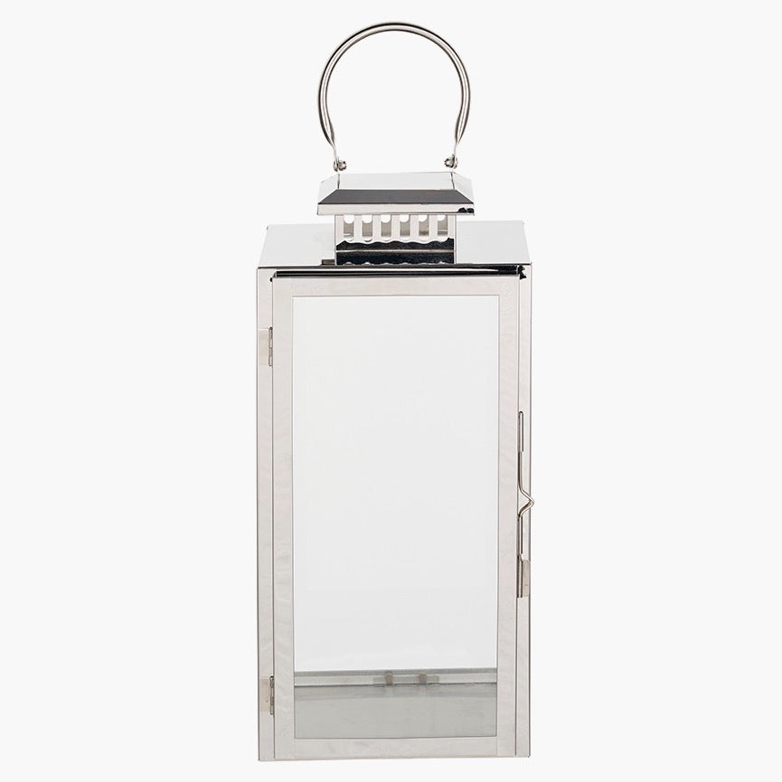 Stainless Steel Rectangular Glass Lantern - Medium
