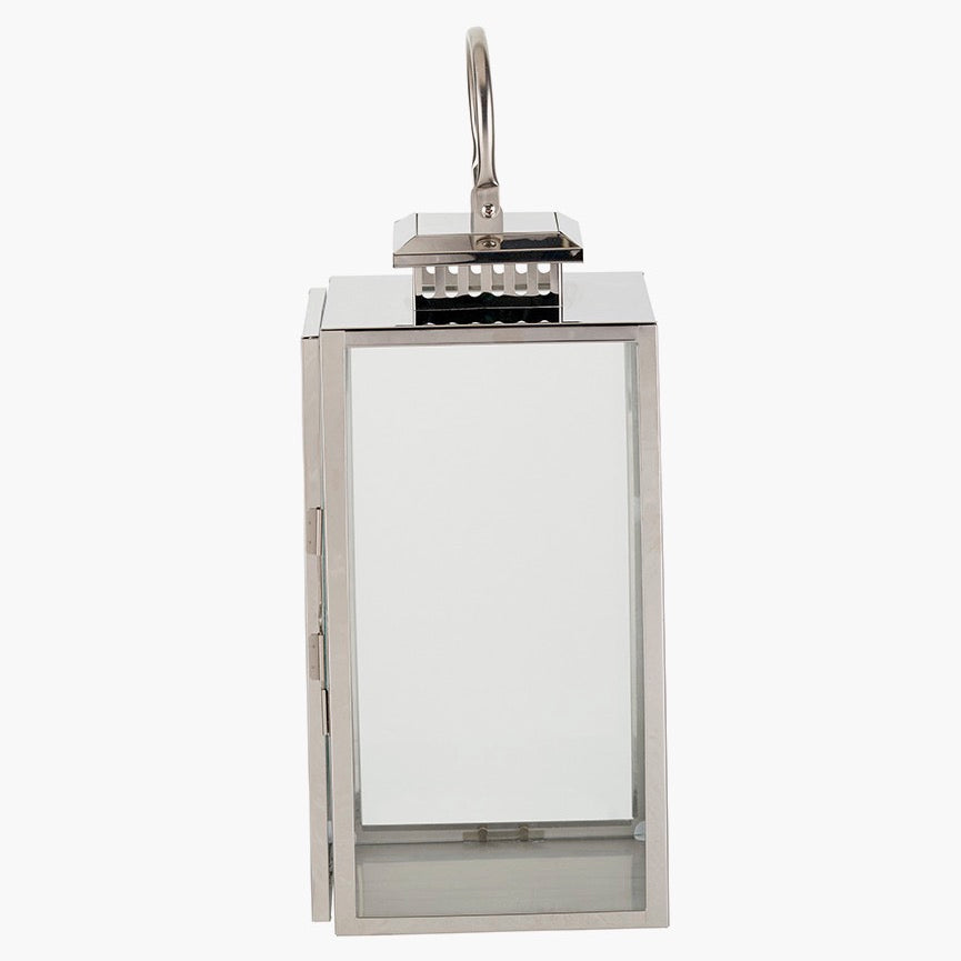 Stainless Steel Rectangular Glass Lantern - Medium