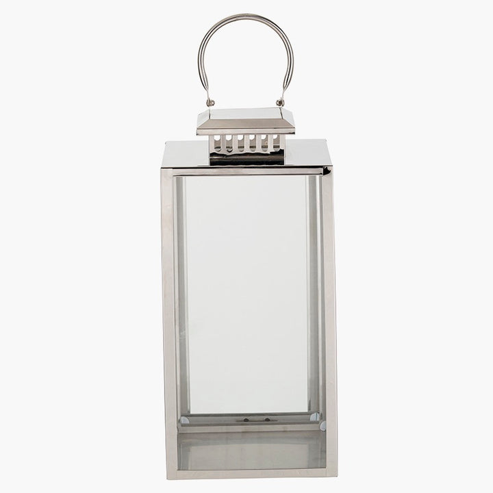 Stainless Steel Rectangular Glass Lantern - Medium