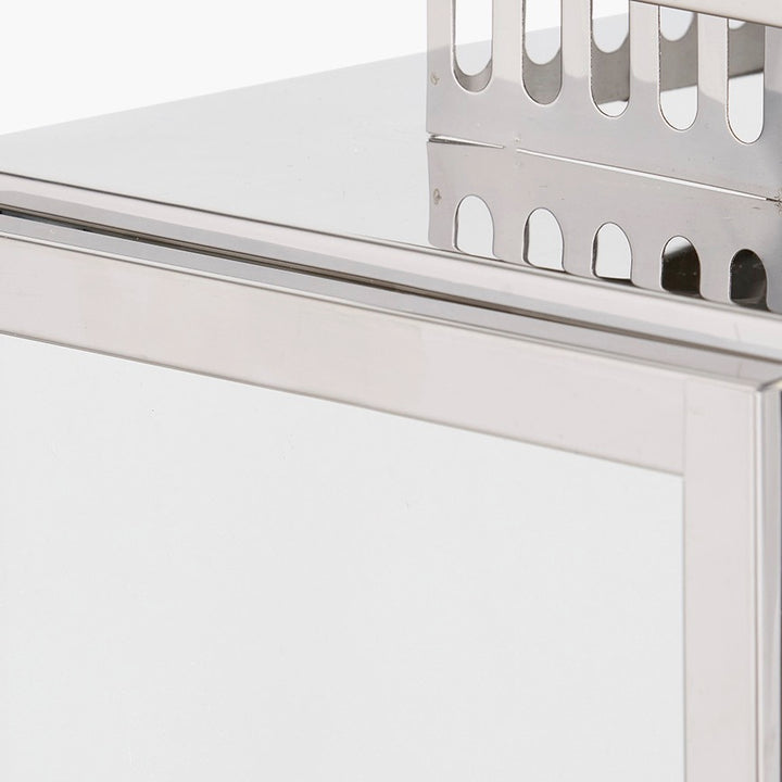 Stainless Steel Rectangular Glass Lantern - Medium
