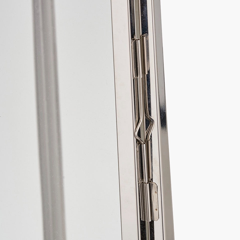 Silver Stainless Steel Rectangular Glass Lantern - Large