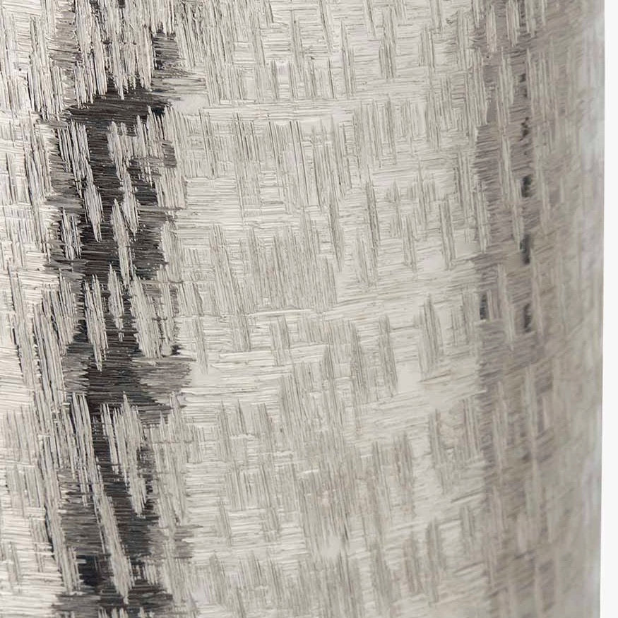 Tall Silver Metal Hammered Vase