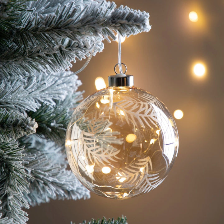 Feather Etched LED Bauble - Large