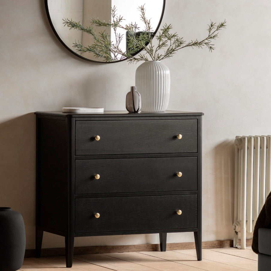 Acton 3 Drawer Chest - Black
