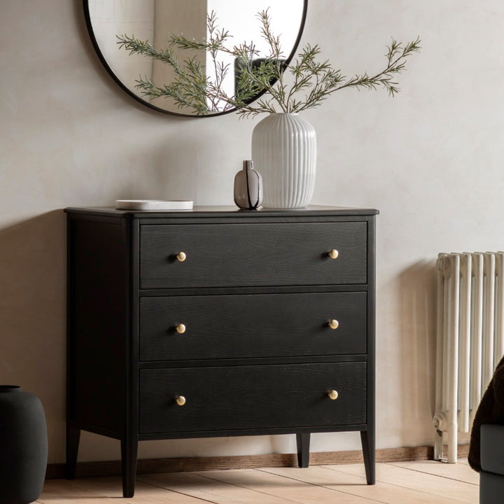 Acton 3 Drawer Chest - Black