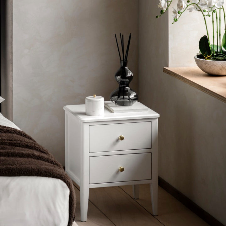 Acton 2 Drawer Bedside Table - White
