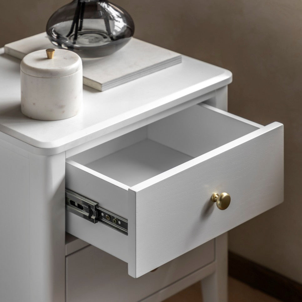 Acton 2 Drawer Bedside Table - White
